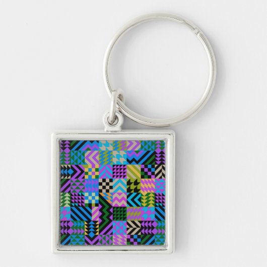 Tribale Folk Art - Blauw Sleutelhanger (Voorkant)