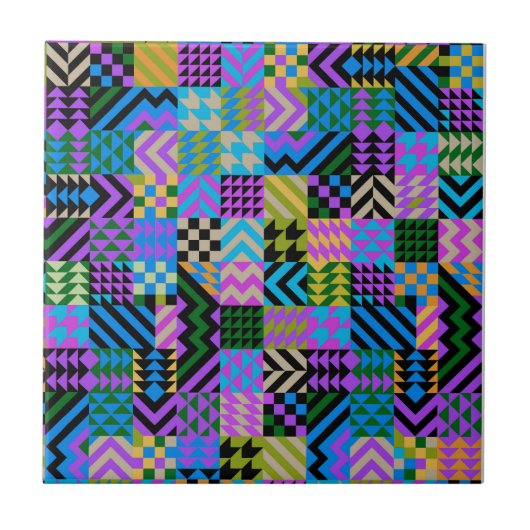 Tribale Folk Art - Blauw Tegeltje (Voorkant)