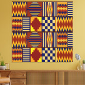 Tribale Folk Art - Rust Navy Yellow Canvas Afdruk (Insitu (Woonkamer))