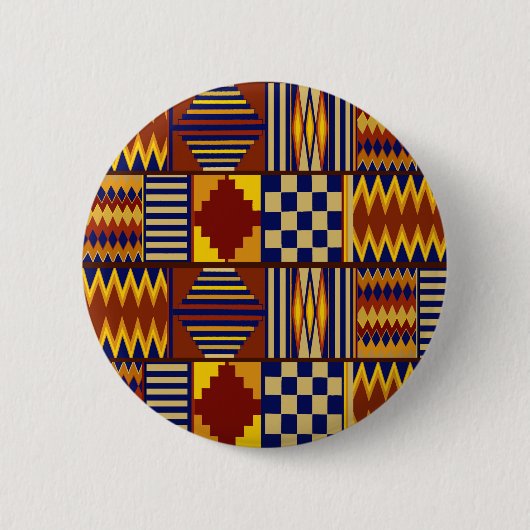 Tribale Folk Art - Rust Navy Yellow Ronde Button 5,7 Cm (Voorkant)