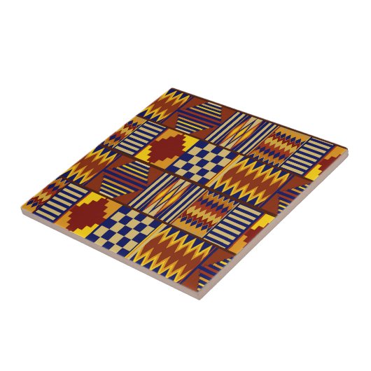 Tribale Folk Art - Rust Navy Yellow Tegeltje (Zijkant)