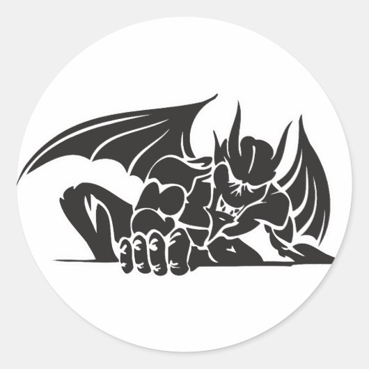 tribale gargouille-ontwerp ronde sticker (Voorkant)