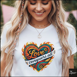 Tribale Geometrische Hart Liefde Overwinnt Alles T-shirt