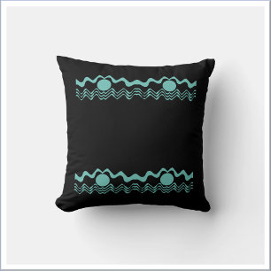 Tribale geometrische turquoise blauwe en zwarte kussen