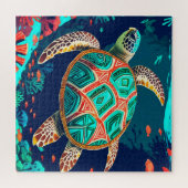 tribale getijdenschildpad legpuzzel (Horizontaal)