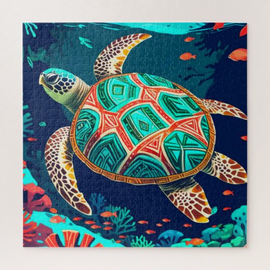 tribale getijdenschildpad legpuzzel (Verticaal)