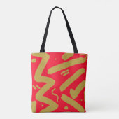 Tribale goud en rood tote bag (Achterkant)