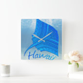 Tribale Hawaiaanse Stingray Vierkante Klok (Huis)