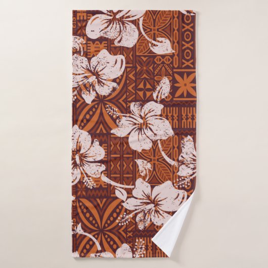 Tribale  Hawaiiaanse hibiscus bloemen behang Badhanddoek (Badhanddoek)