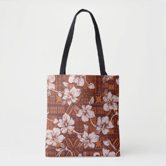 Tribale  Hawaiiaanse hibiscus bloemen behang Tote Bag