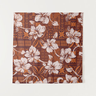 Tribale Hawaiiaanse hibiscus bloemen behang Wandkleed