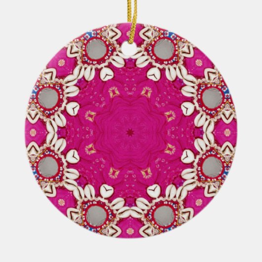 tribale hippie gypsy bohemian fuchsia magenta keramisch ornament (Voorkant)