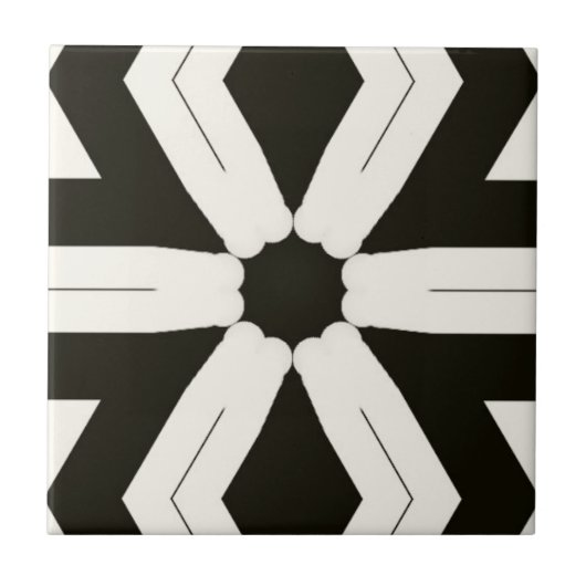 Tribale Home Floral Black & White Tegeltje (Voorkant)