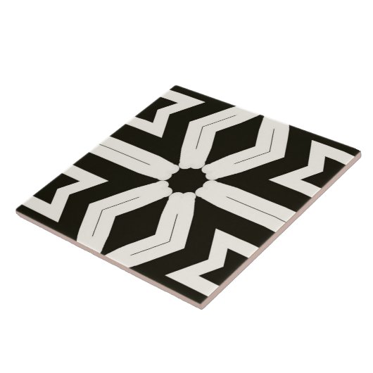 Tribale Home Floral Black & White Tegeltje (Zijkant)