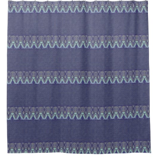 Tribale IKAT  modern patroonmodel Suzani marine Douchegordijn (Voorkant)