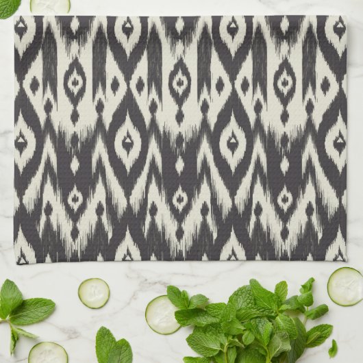 Tribale Ikat uit zwart-wit Theedoek (Gevouwen)