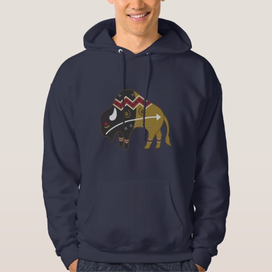 Tribale Indische Buffalo Hoodie (Voorkant)