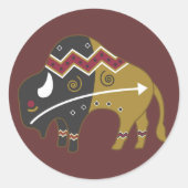 Tribale Indische Buffalo Ronde Sticker (Voorkant)