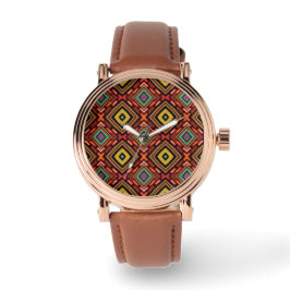 Tribale Inheemse Multi Kleur Patroon Horloge
