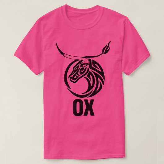 Tribale Jaar van het Ox Chinese Zodiac Black desig T-shirt (Design voorkant)