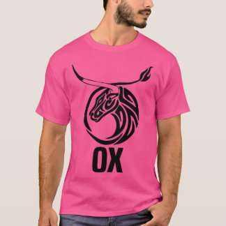 Tribale Jaar van het Ox Chinese Zodiac Black desig T-shirt