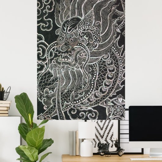 tribale Japanse draak Poster (Thuiskantoor)