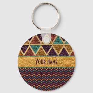 Tribale kaak Chevrons Faux Glitter Foil Sleutelhanger