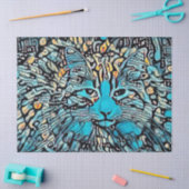 Tribale kat Blue Yellow Mosaic Abstracte ontkoppel Tissuepapier (Craft)