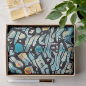 Tribale kat Blue Yellow Mosaic Abstracte ontkoppel Tissuepapier (Geschenk)