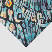 Tribale kat Blue Yellow Mosaic Abstracte ontkoppel Tissuepapier (Detail)