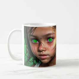 Tribale Kids |  Futuristisch Meisje met Gloeiende  Koffiemok