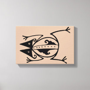 Tribale kikker uit de oudheid van de aztec canvas afdruk