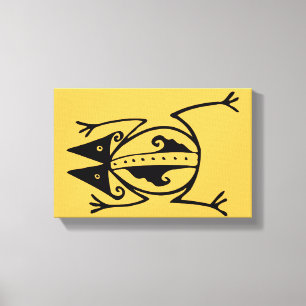 Tribale kikker uit de oudheid van de aztec canvas afdruk