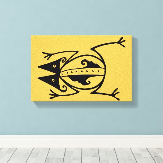 Tribale kikker uit de oudheid van de aztec canvas afdruk (Insitu (Houten vloer))