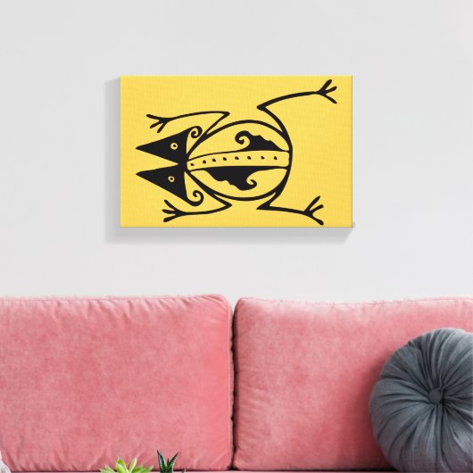 Tribale kikker uit de oudheid van de aztec canvas afdruk (Insitu (Woonkamer))