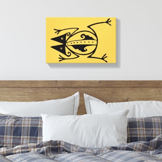 Tribale kikker uit de oudheid van de aztec canvas afdruk (Insitu (Slaapkamer))