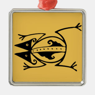 Tribale kikker uit de oudheid van dierproeven metalen ornament