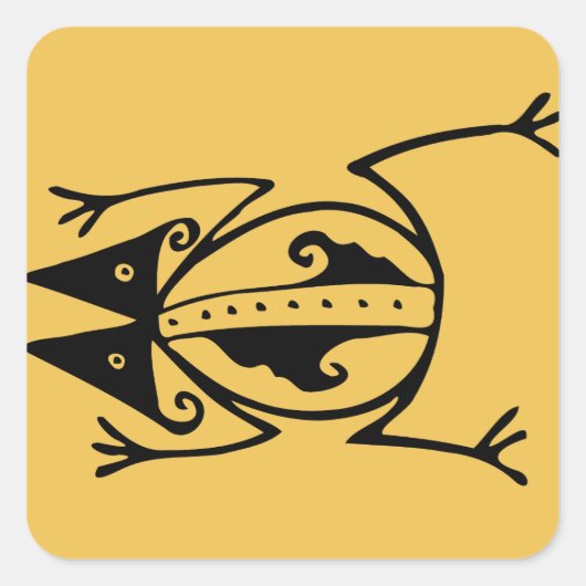 Tribale kikker uit de oudheid van dierproeven vierkante sticker (Voorkant)