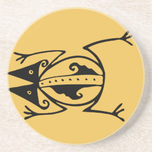 Tribale kikker uit de oudheid van dierproeven zandsteen onderzetter