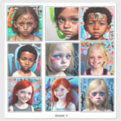 Tribale Kinderen | Urbane Toekomstgerichte Kindere Sticker (Vel)
