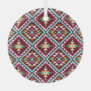 Tribale kleurrijke geometrie: etnische schoonheid glas ornament