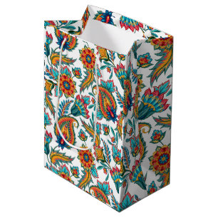 Tribale kleurrijke Waterverven Paisley Pattern Medium Cadeauzakje
