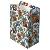 Tribale kleurrijke Waterverven Paisley Pattern Medium Cadeauzakje (Achterkant Gekanteld)
