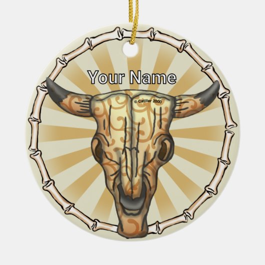 Tribale Koeien Schedel Keramisch Ornament (Voorkant)