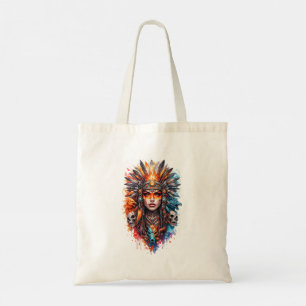 Tribale krijgerskoningin Kunst – Fantasie hoofdtoo Tote Bag