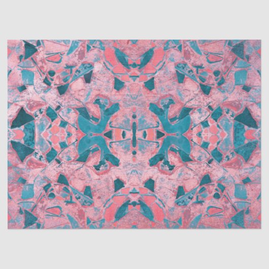 Tribale kunst  Blush roze Blauwgroen textuur Tissuepapier (Voorkant)