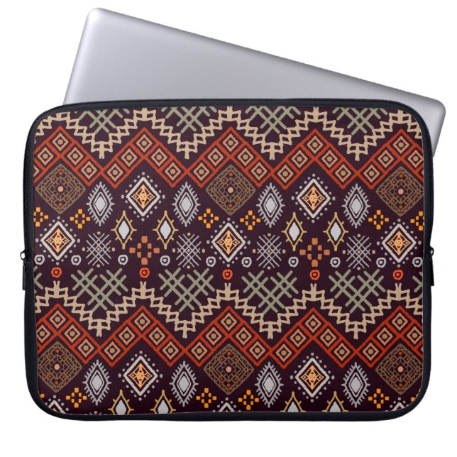 Tribale kunst boho naadloos patroon laptop sleeve (Voorkant)