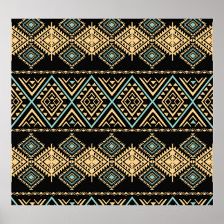 Tribale kunst, etnisch geometrisch, kleurrijk patr poster