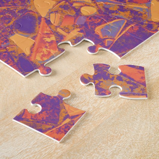 Tribale Kunst Hippie Boho Paars - Geel Inheems Legpuzzel (Zijkant)