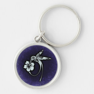 Tribale Kunst Vogel Motief Blauw Sleutelhanger